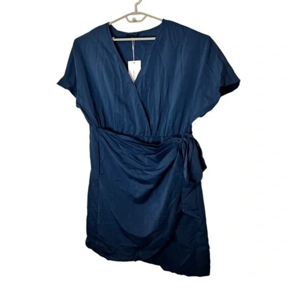 Bloomchic Blue Faux Wrap Knee Length Dress Size 18 20 New